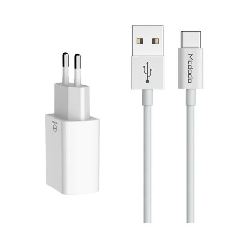 شارژر دیواری 12 وات مک دودو مدل Mcdodo CH-6721 با 2 خروجی USB به همراه کابل USB-C با گارانتی 18 ماهه شرکتی