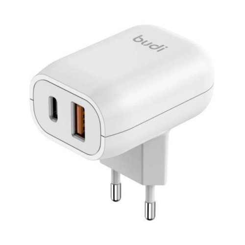 شارژر دیواری 20 وات بودی مدل Budi AC339VEW با یک خروجی USB و یک خروجی USB-C با گارانتی ۱۸ ماهه شرکتی (۶ ماه تعویض)